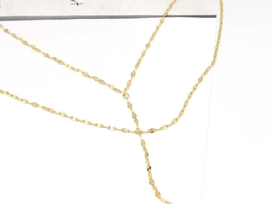 Y Necklace 14K long chain long-sleeved layered gir