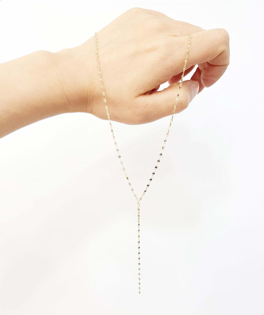 Y Necklace 14K long chain long-sleeved layered gir