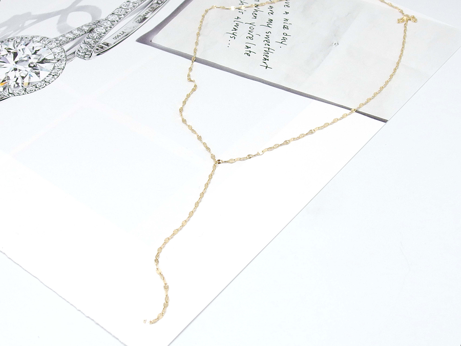 Y Necklace 14K long chain long-sleeved layered gir