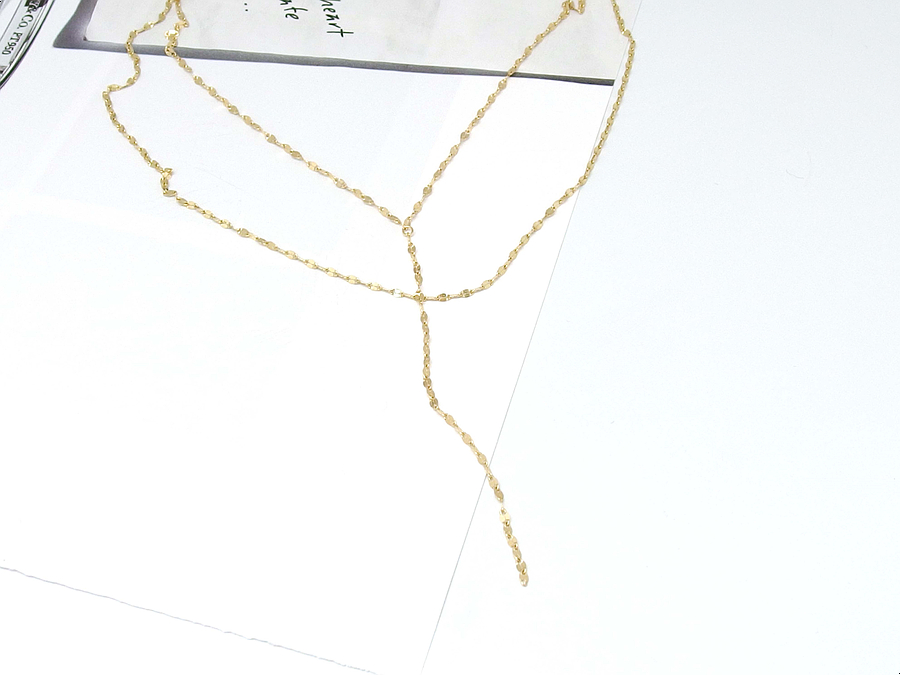 Y Necklace 14K long chain long-sleeved layered gir