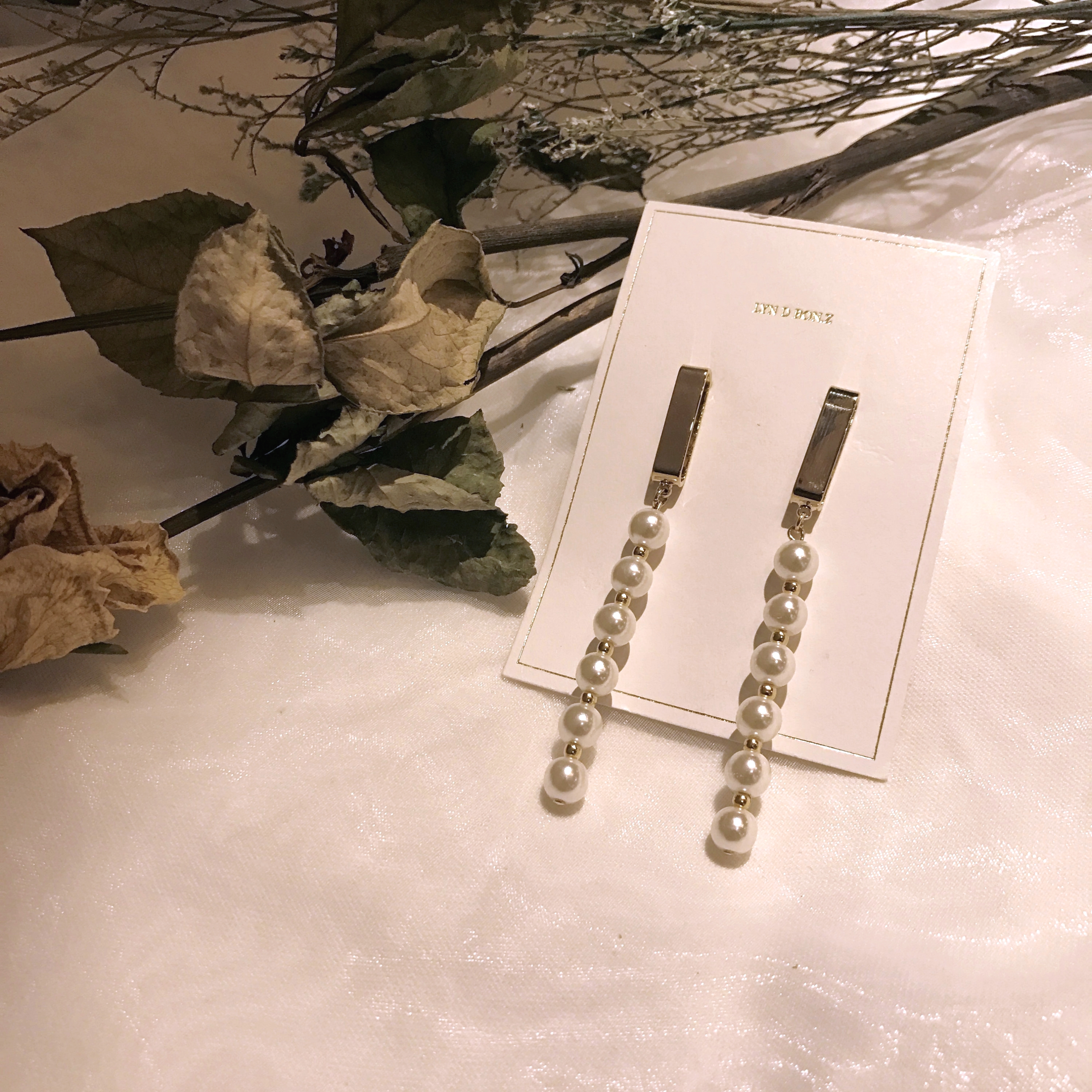 Surreal Steel Gold Pearl Drop Earrings Haitian Luo