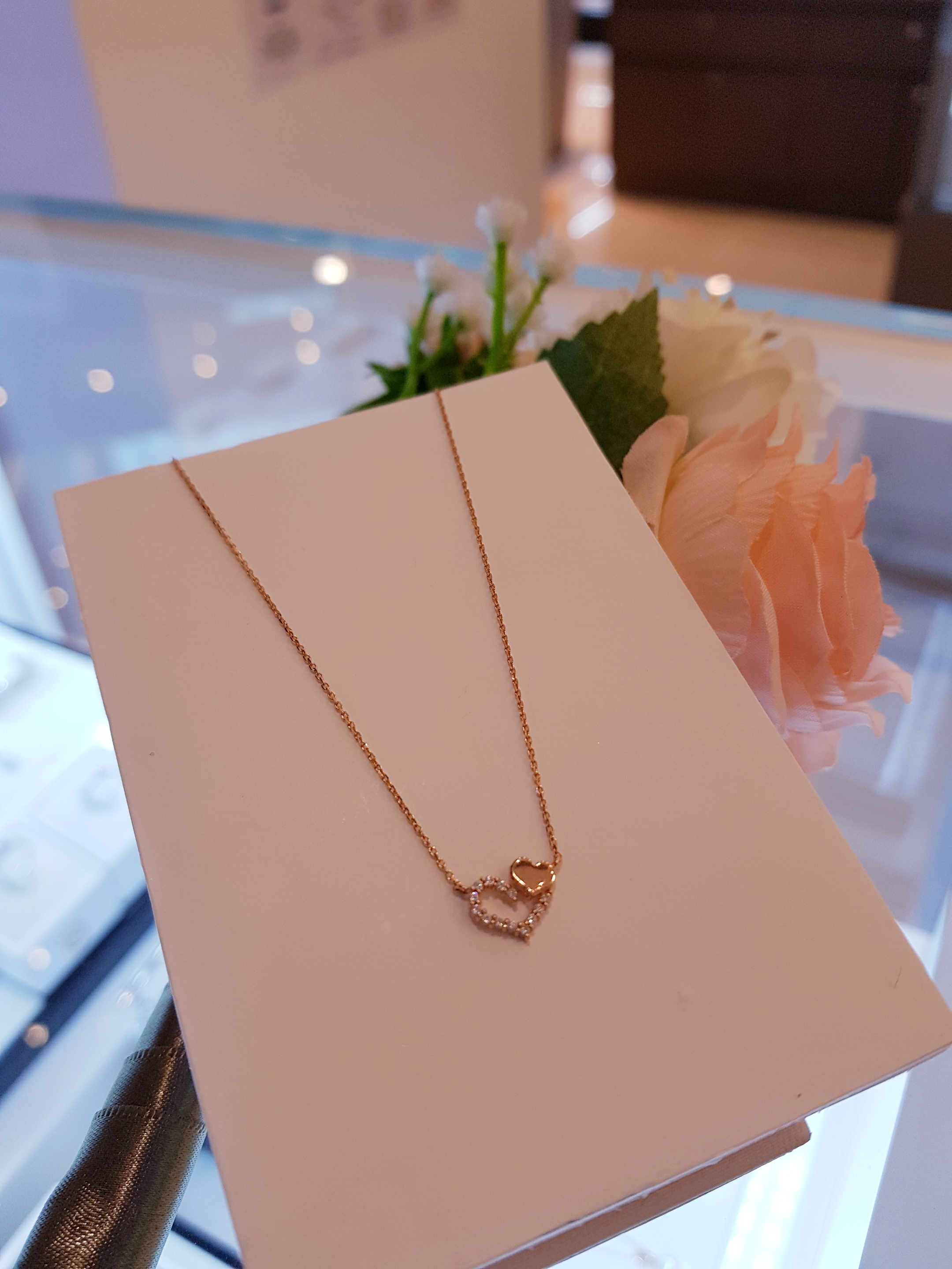 Gold Mine 14k Simple Two-Heart Necklace nq554 Love