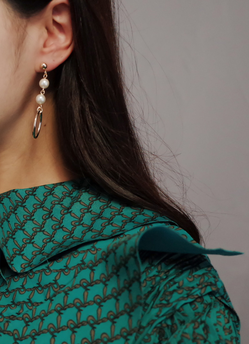 Valentine's Day Color Ribbon Unbalanced Earring