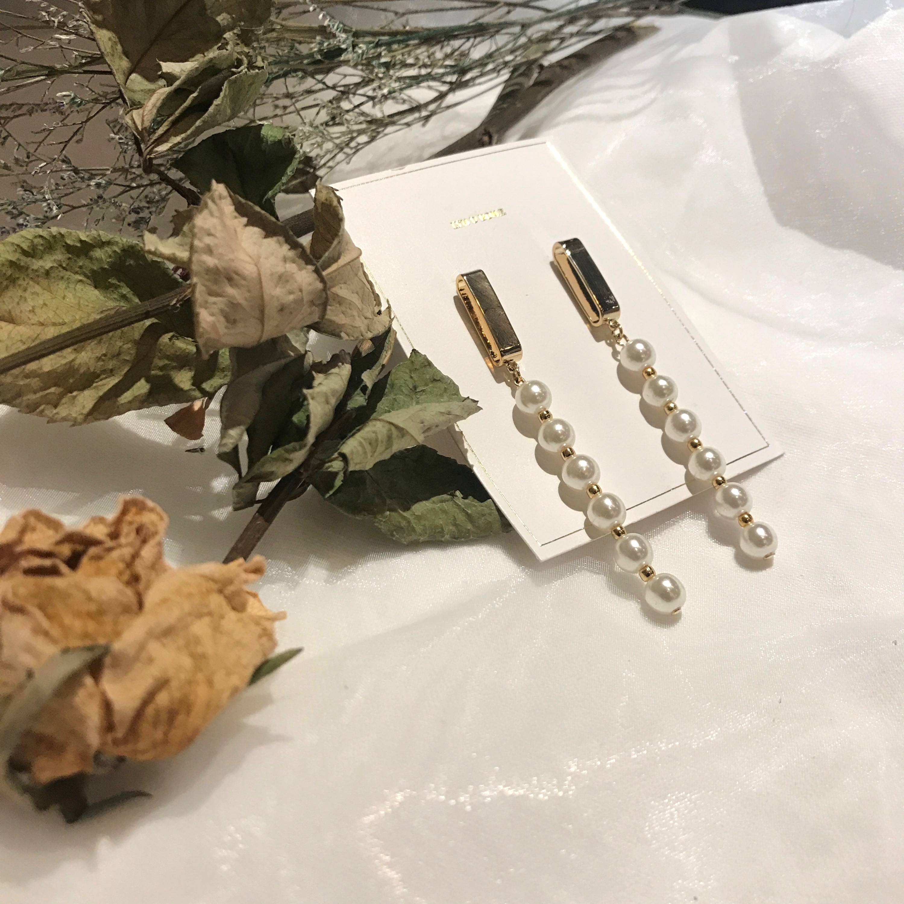 Surreal Steel Gold Pearl Drop Earrings Haitian Luo