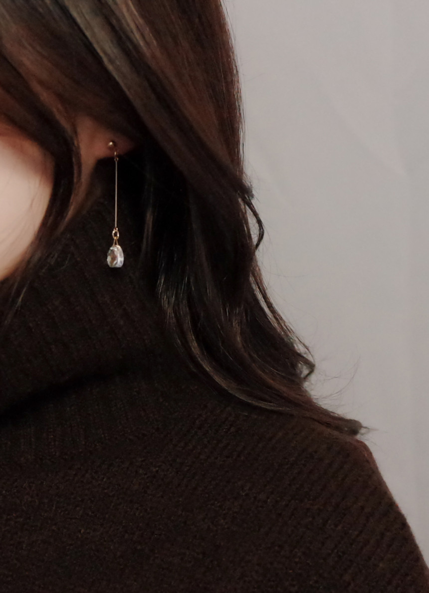 NO.61 Swan Cutting Crystal Drop Earrings Stylish C