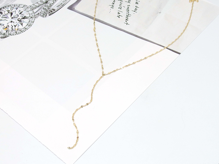 Y Necklace 14K long chain long-sleeved layered gir