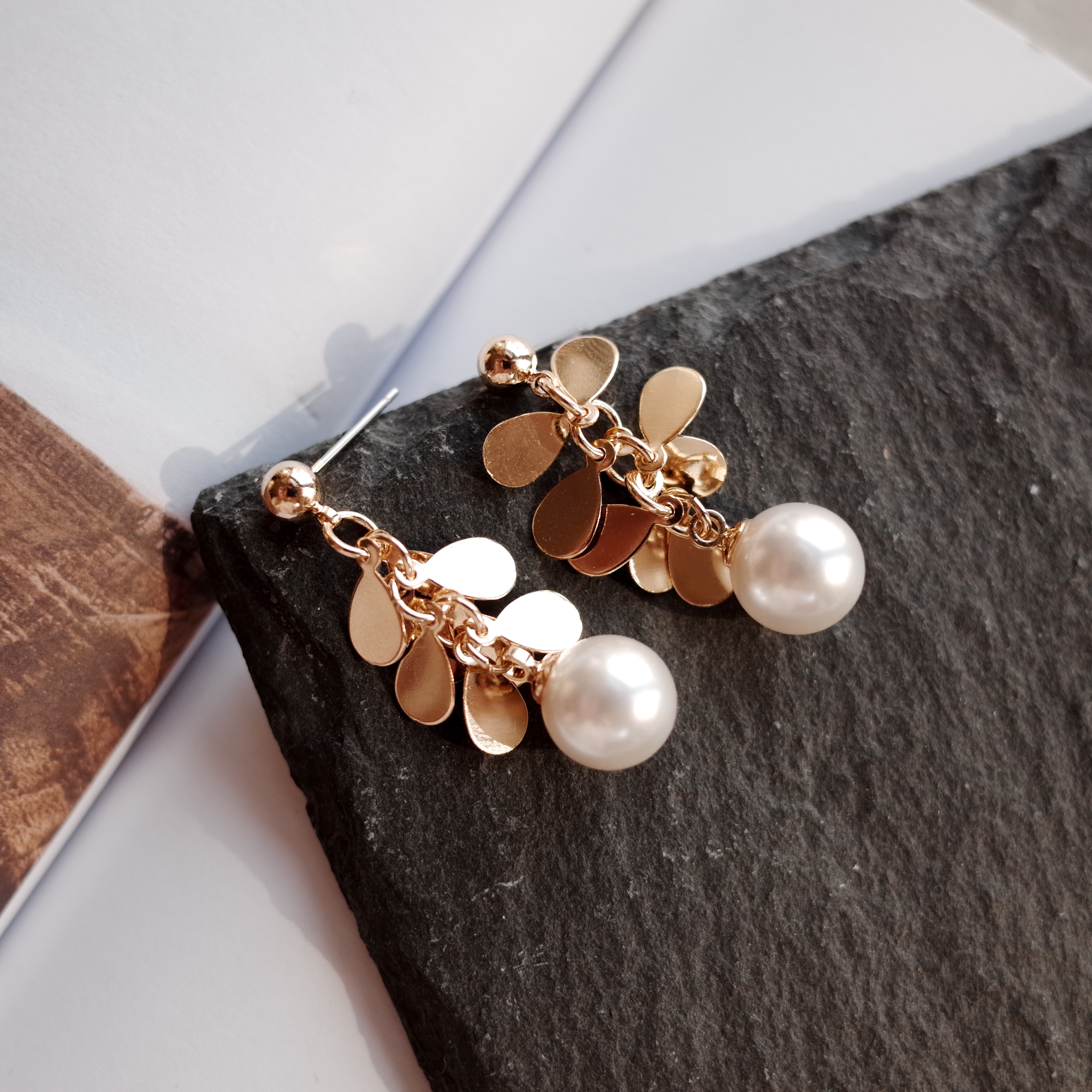 NO.60 Water Drops Saliva Butterfly Pearl Earrings 