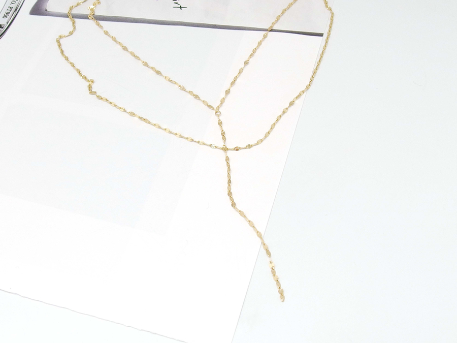 Y Necklace 14K long chain long-sleeved layered gir