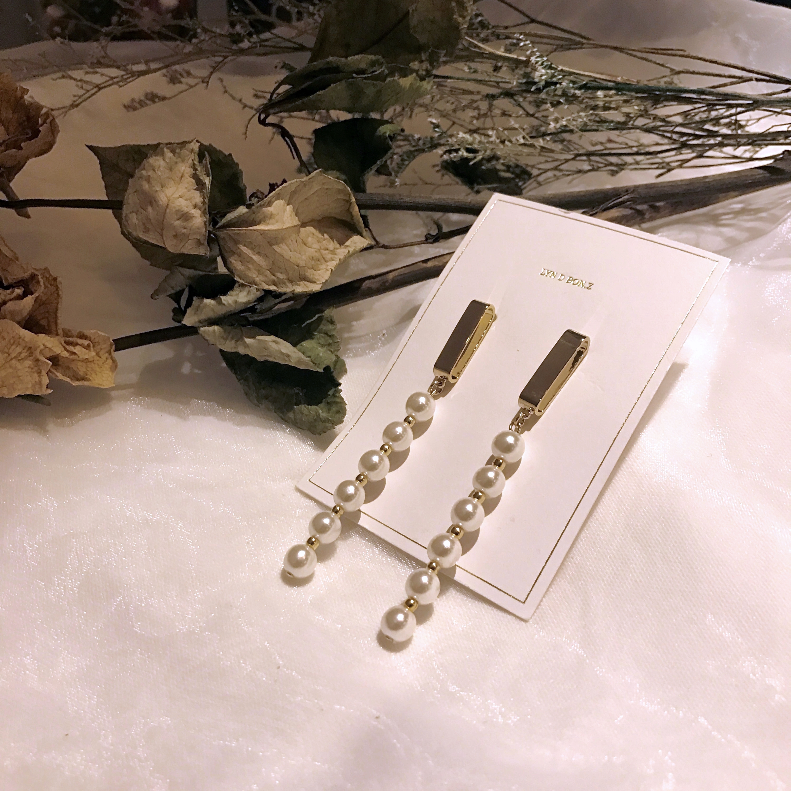 Surreal Steel Gold Pearl Drop Earrings Haitian Luo