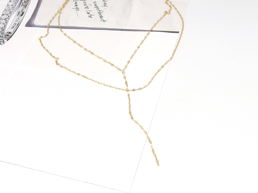 Y Necklace 14K long chain long-sleeved layered gir