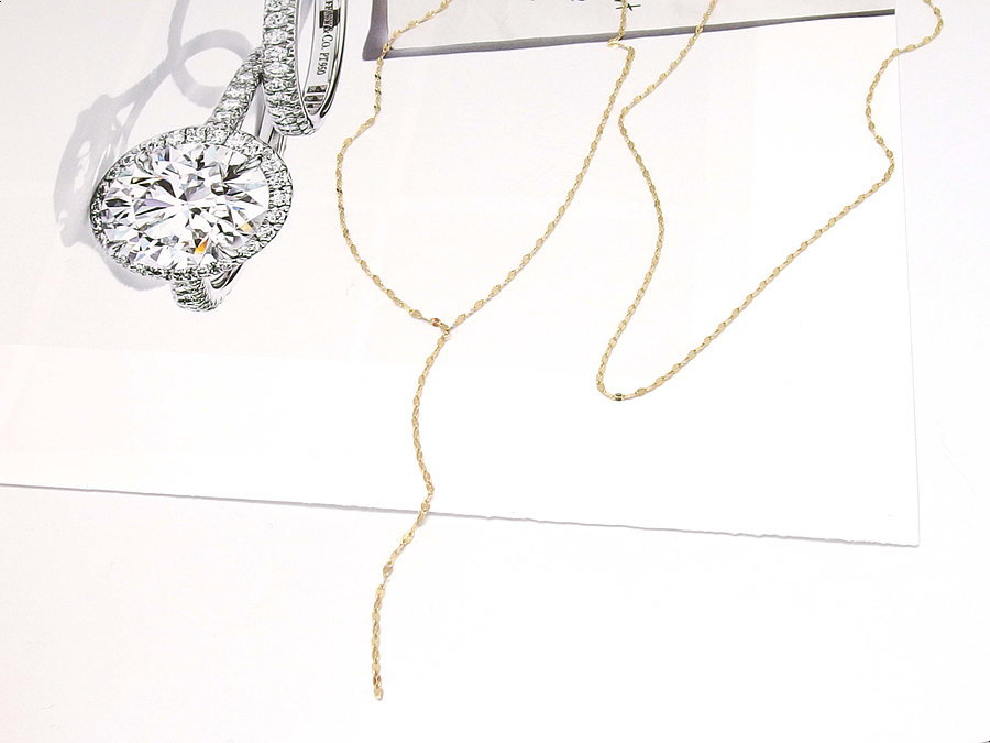 Y Necklace 14K long chain long-sleeved layered gir