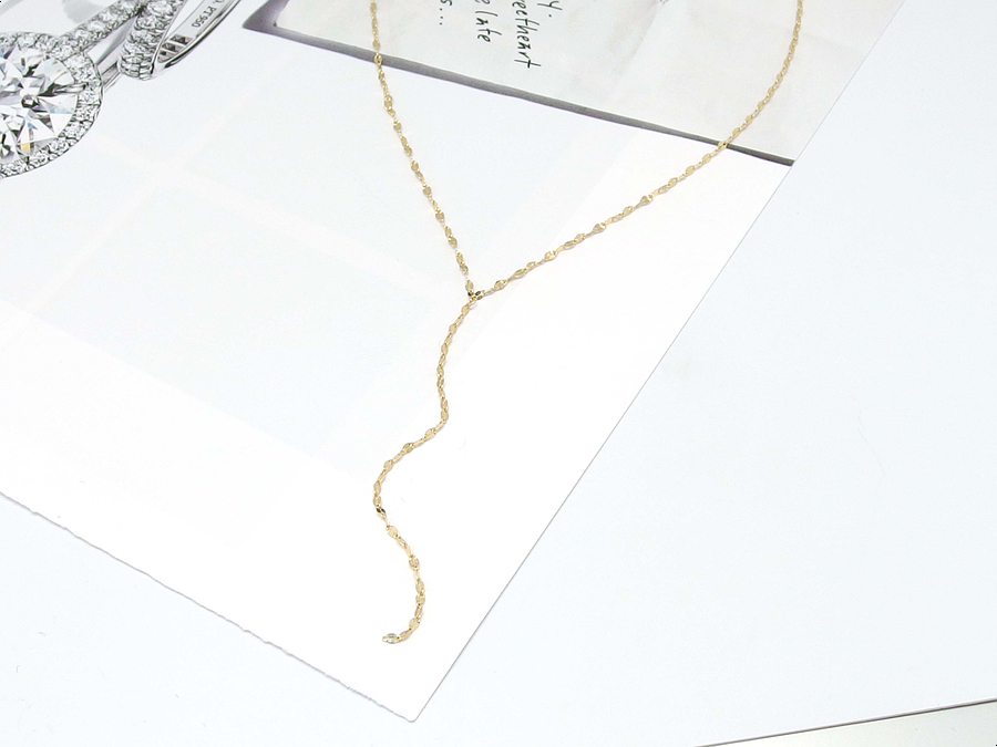 Y Necklace 14K long chain long-sleeved layered gir