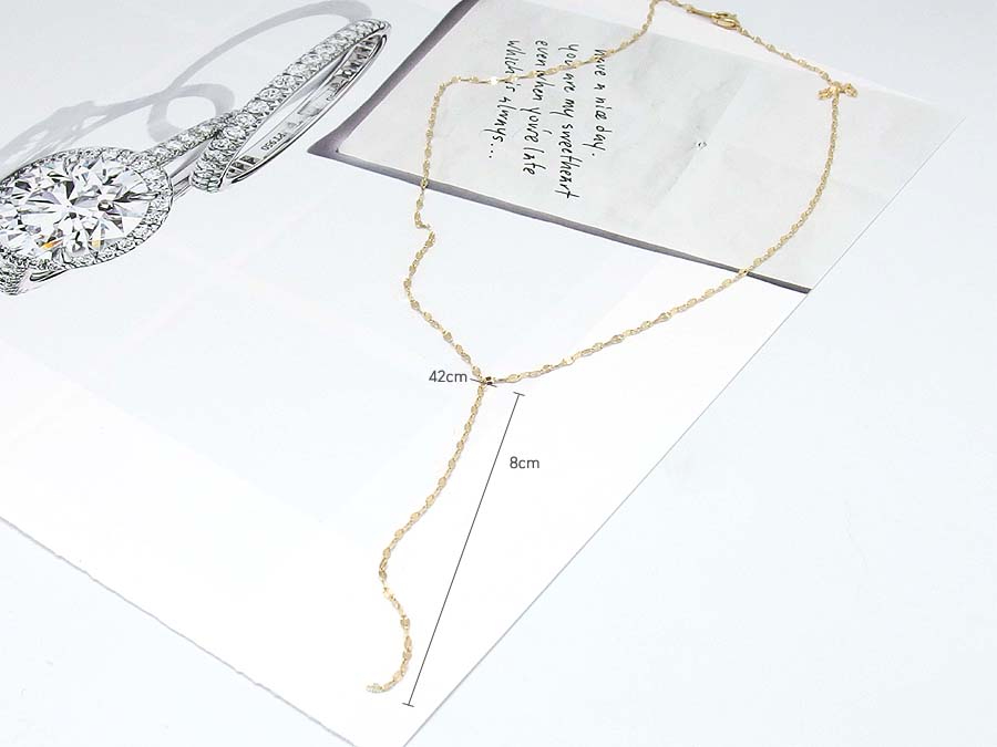 Y Necklace 14K long chain long-sleeved layered gir