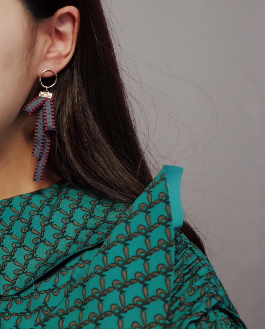 Valentine's Day Color Ribbon Unbalanced Earring