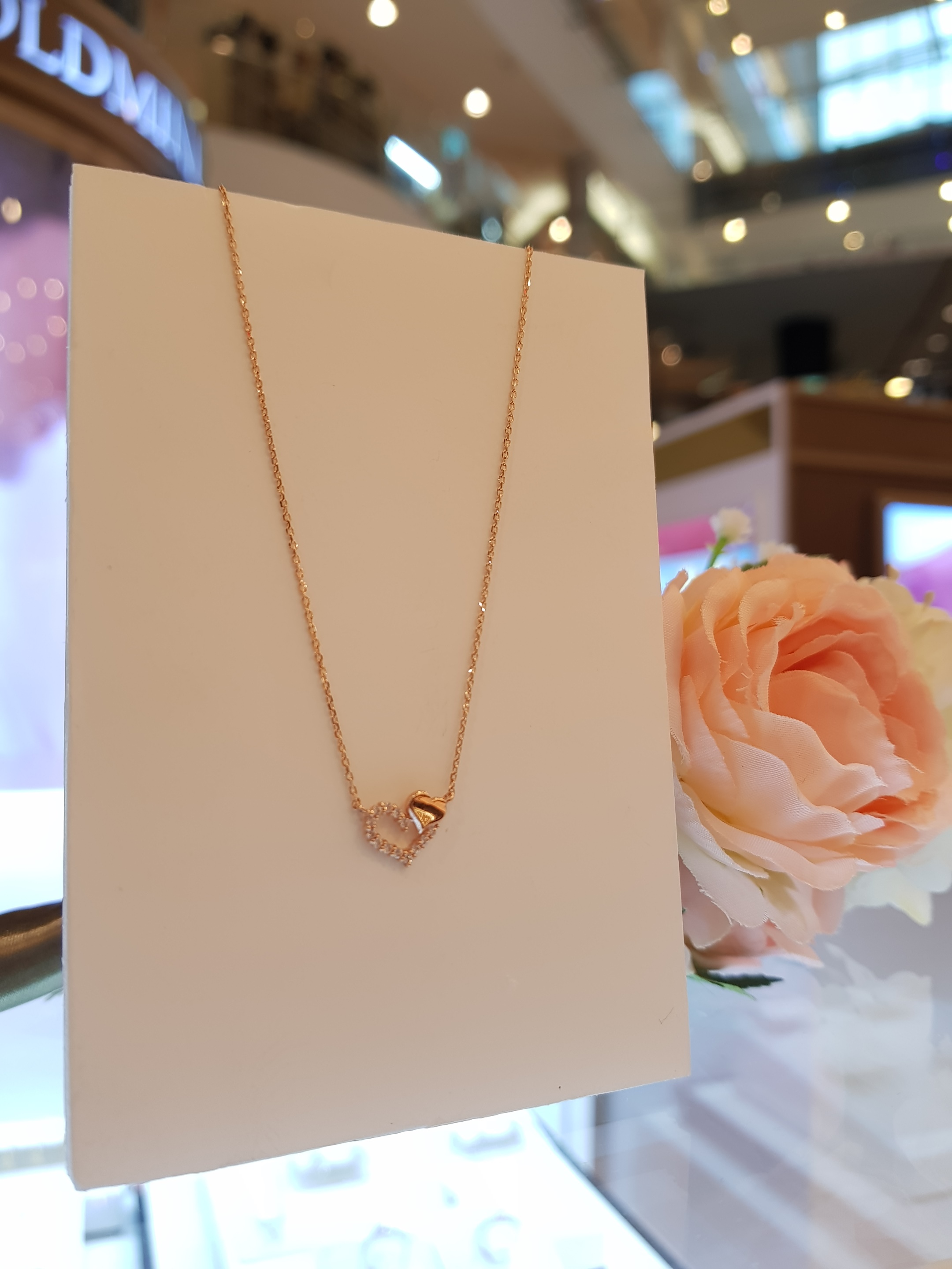 Gold Mine 14k Simple Two-Heart Necklace nq554 Love