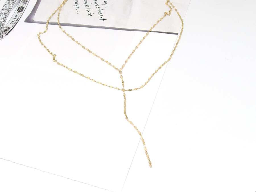 Y Necklace 14K long chain long-sleeved layered gir