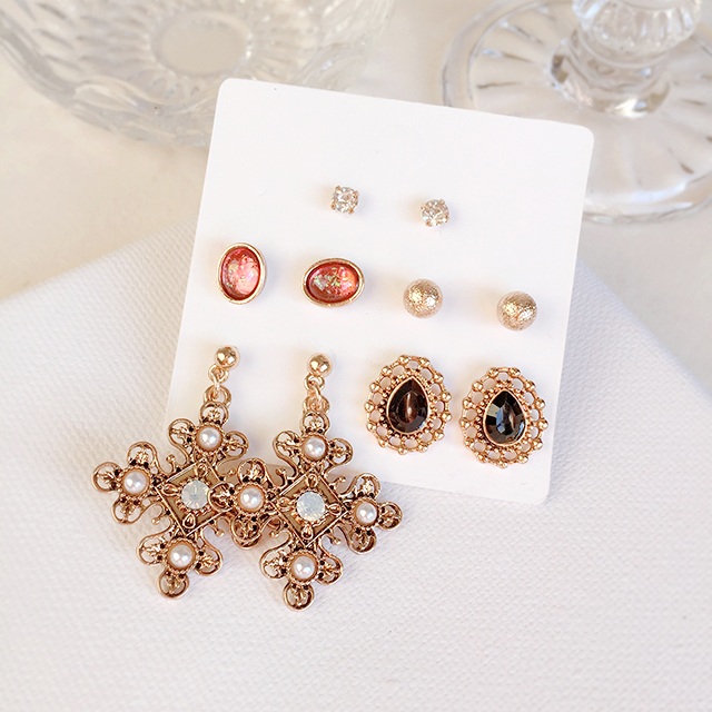 Antique Drop Cross Set Earrings