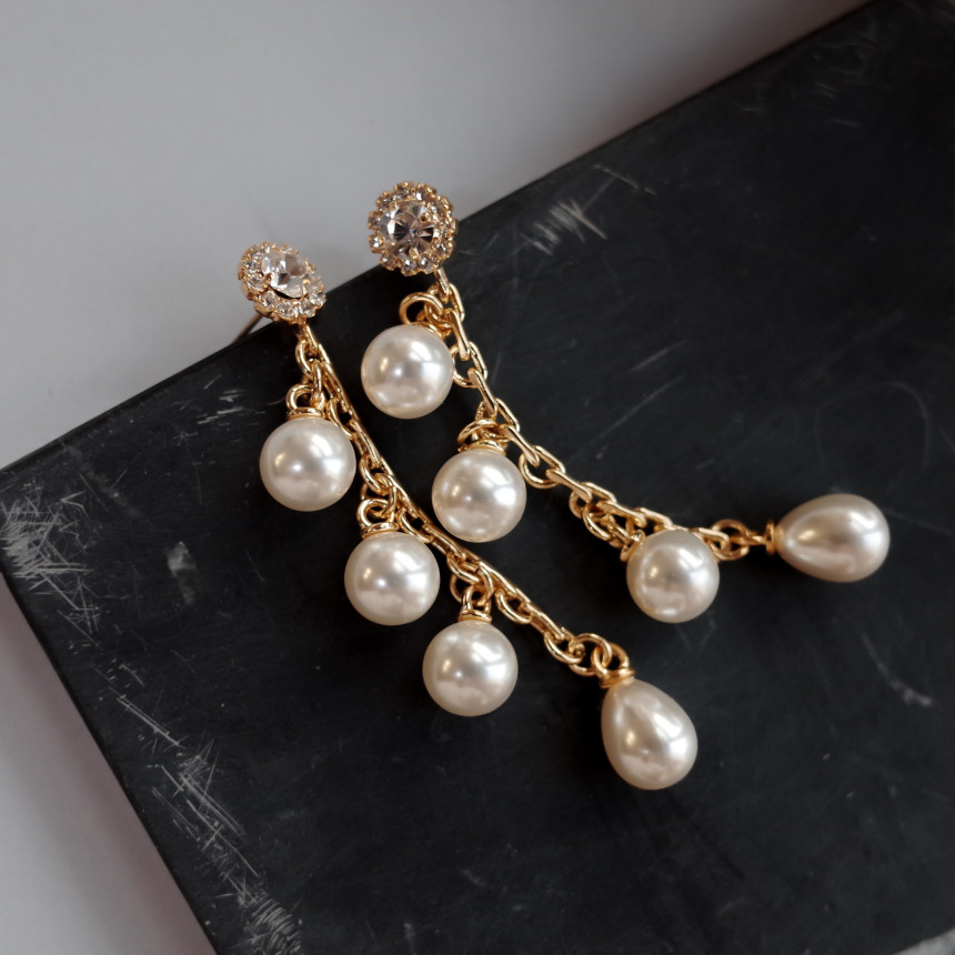 Emily Chain Pearl Earrings Silver Earrings Stylish