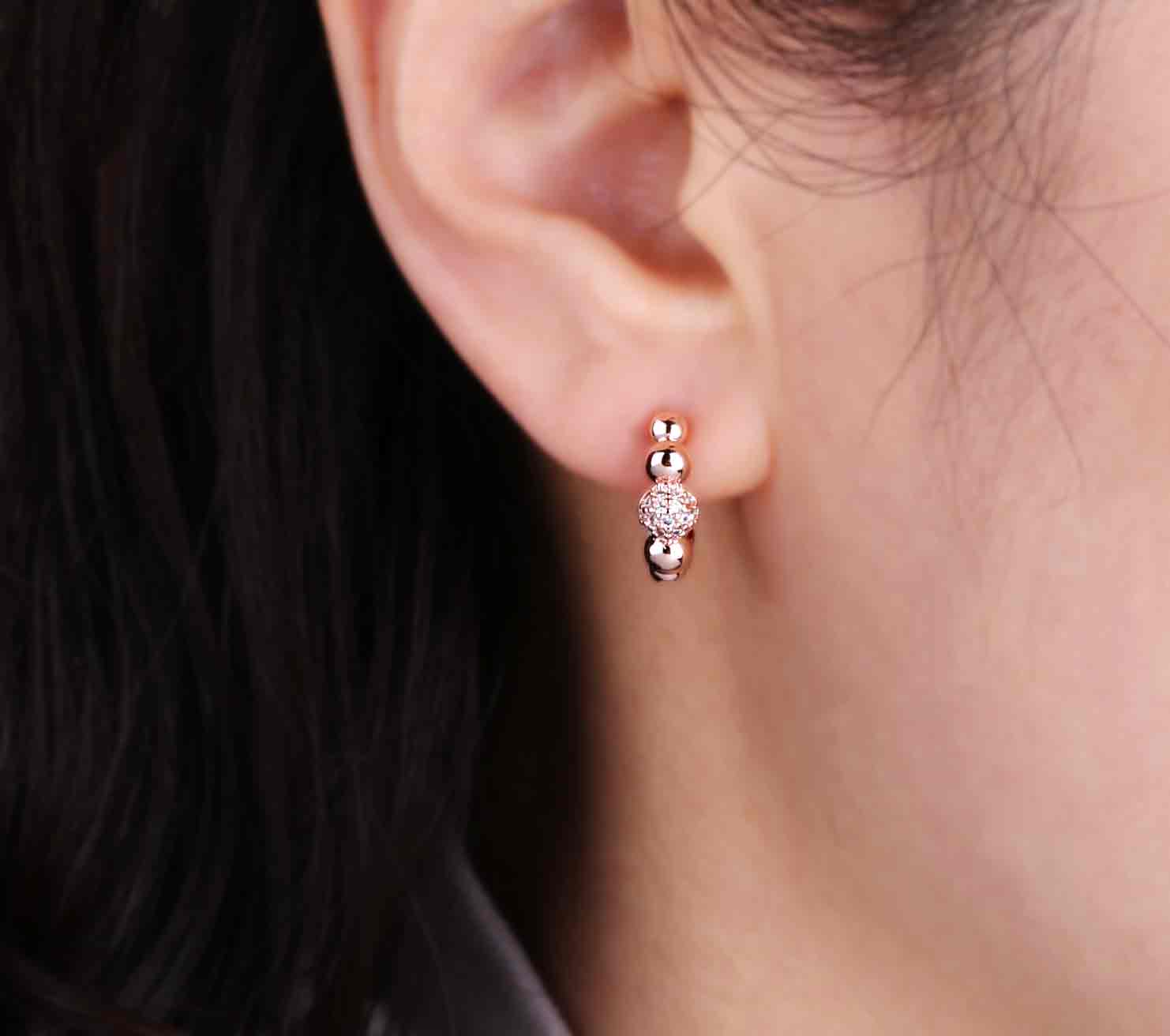 Ballerace Wave Circle Ring Earrings BRS065 Gold Ri