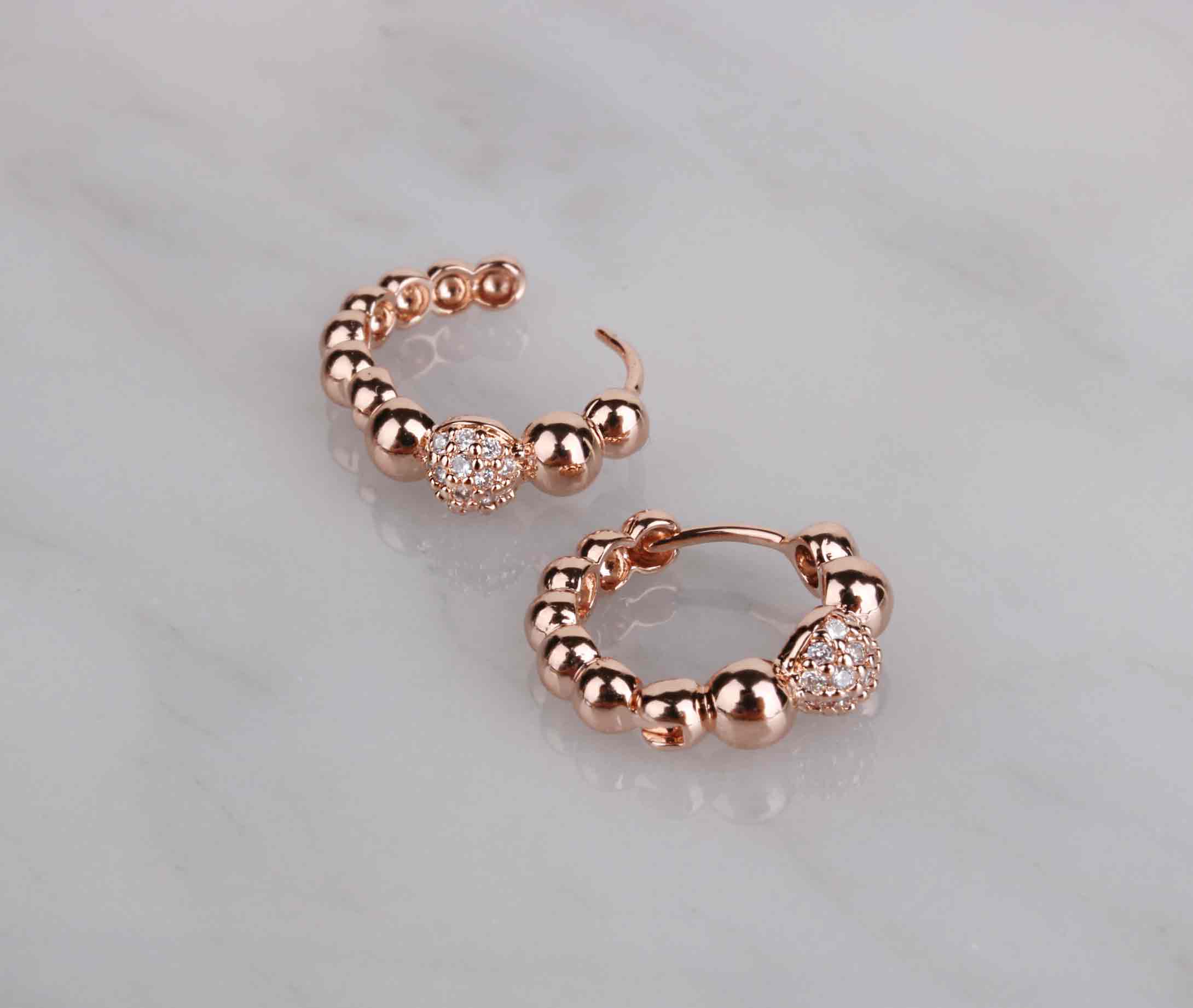 Ballerace Wave Circle Ring Earrings BRS065 Gold Ri