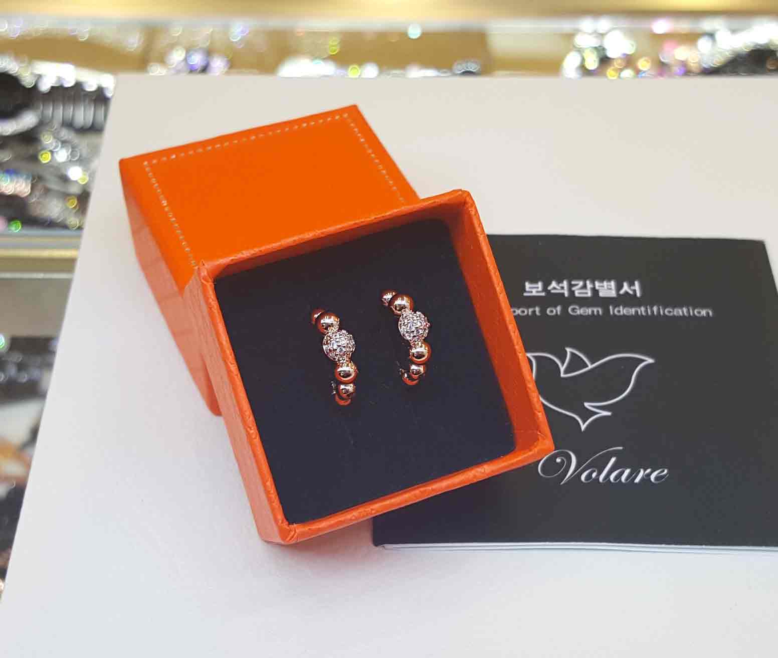 Ballerace Wave Circle Ring Earrings BRS065 Gold Ri