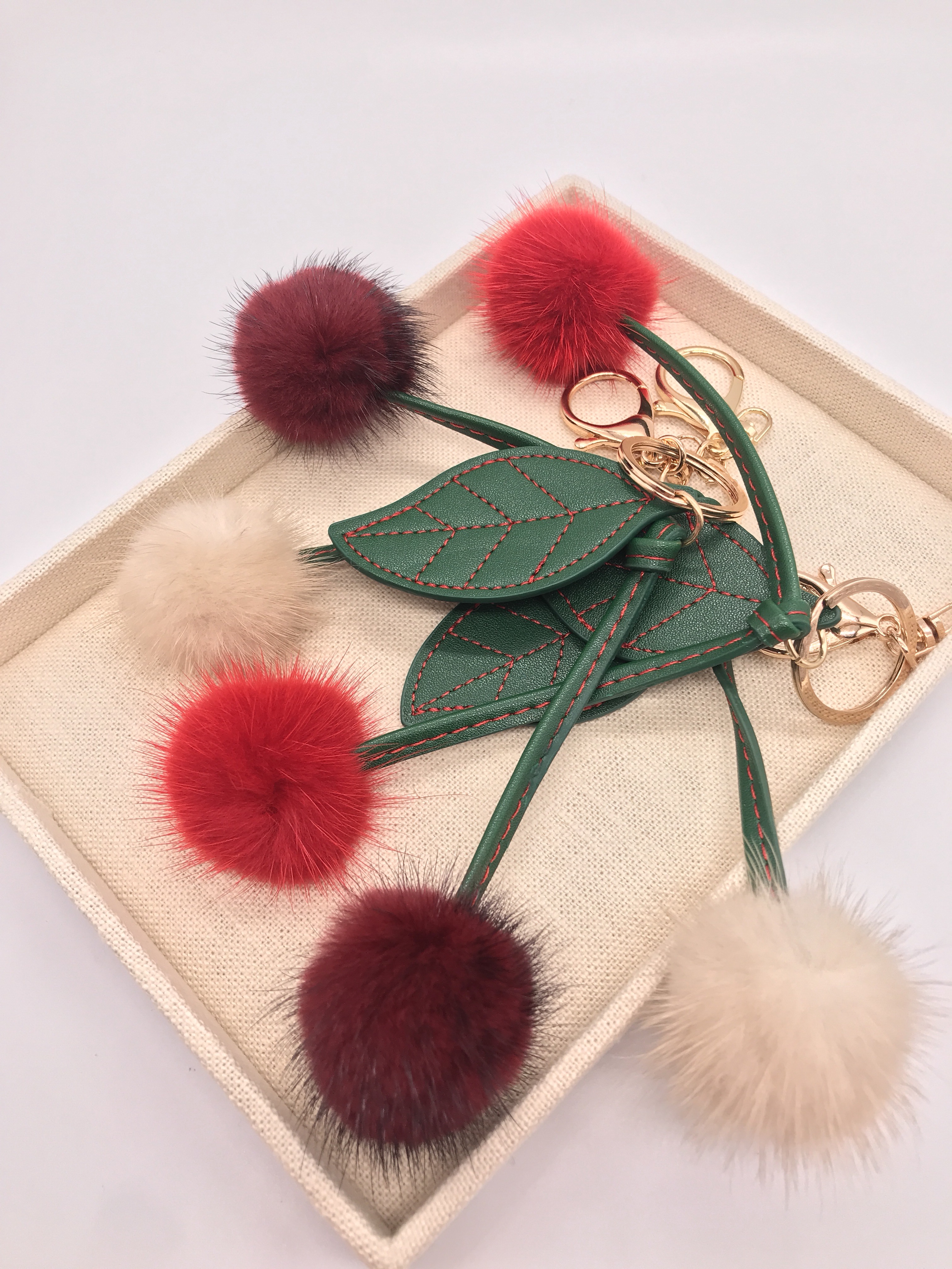 Cherry mink key ring store keychain