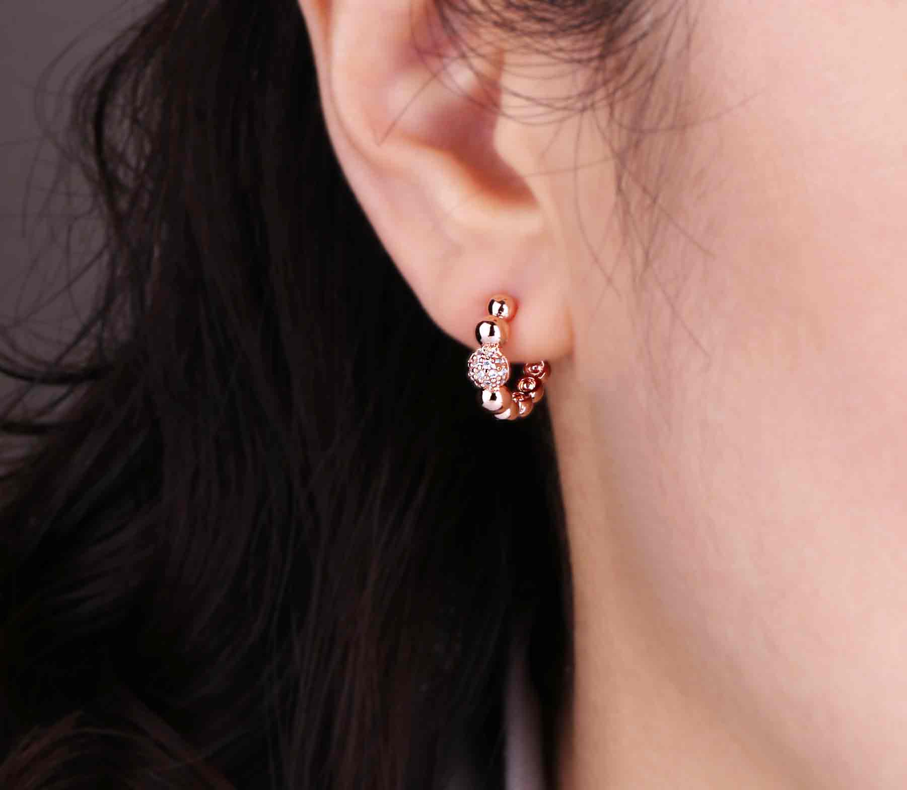 Ballerace Wave Circle Ring Earrings BRS065 Gold Ri