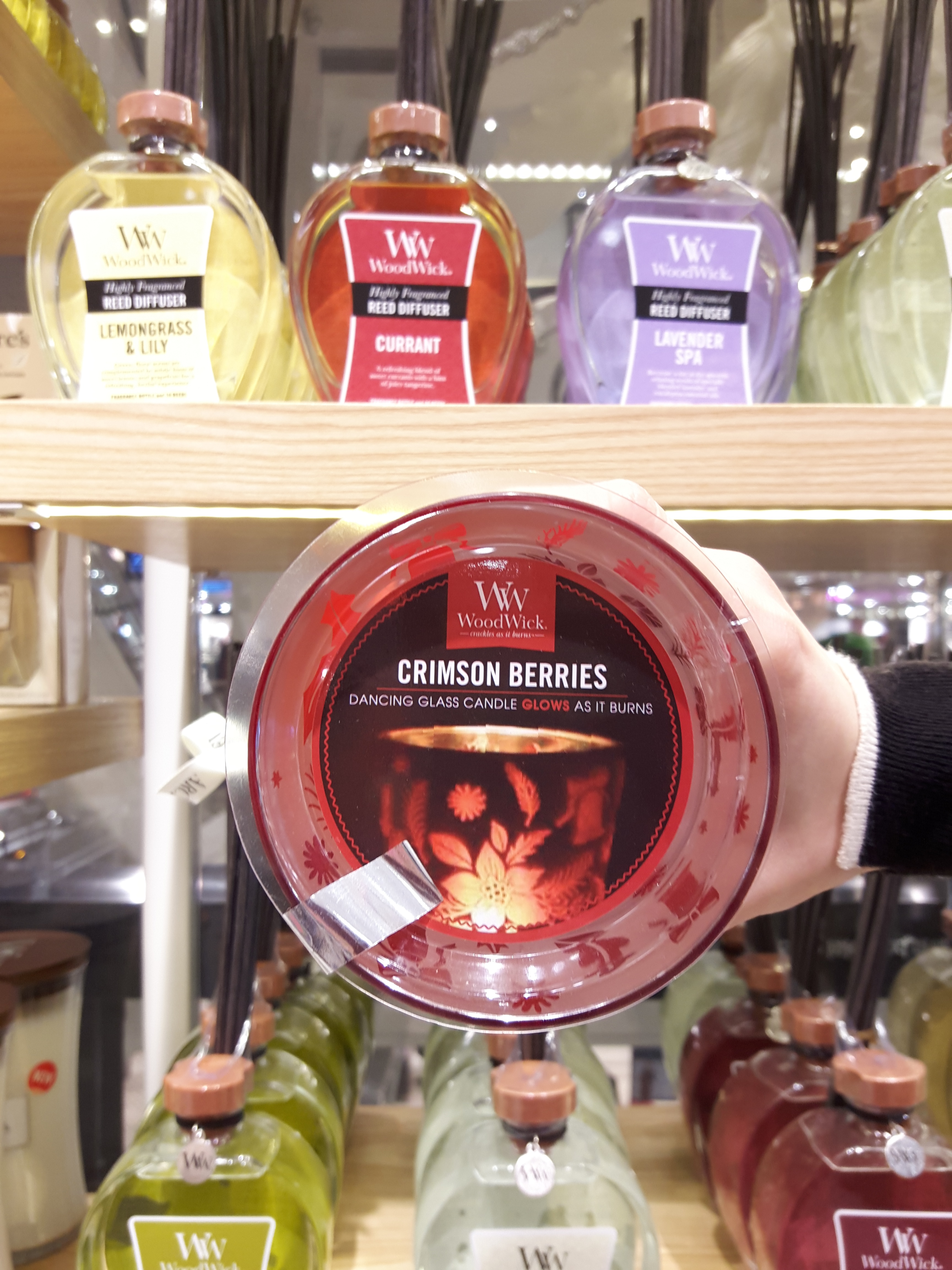 Wood Wick Candle Medium Dancing Hour Glass Crimson