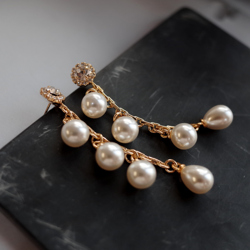 Emily Chain Pearl Earrings Silver Earrings Stylish