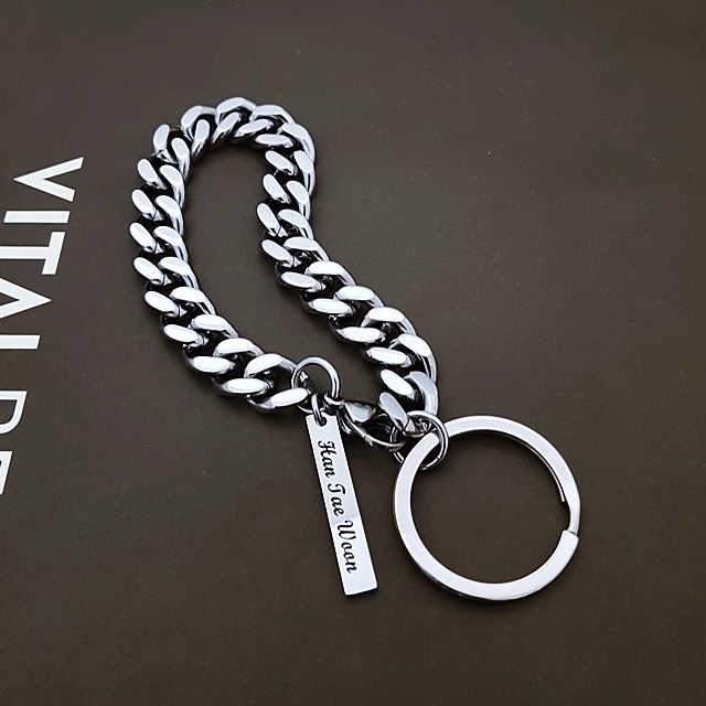 Surprise steel car key ring initials engraved key 