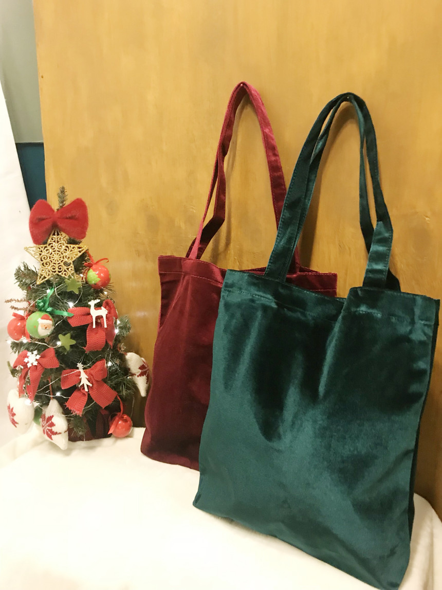 TOTE ECO SHOPPING TRAVEL Christmas Velvet Eco Back