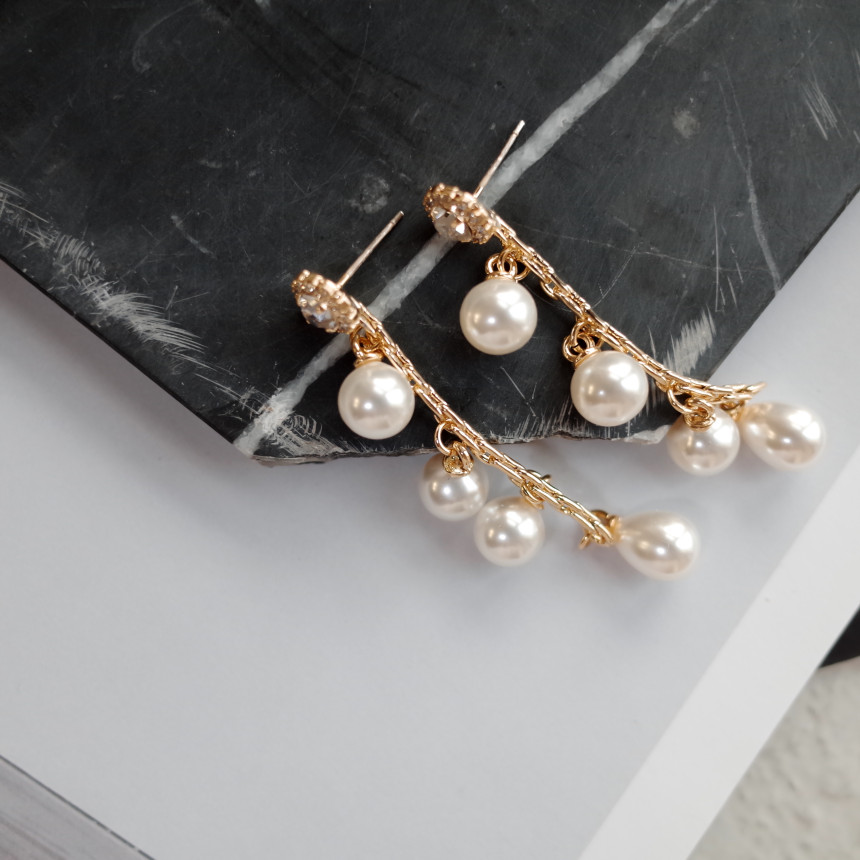 Emily Chain Pearl Earrings Silver Earrings Stylish