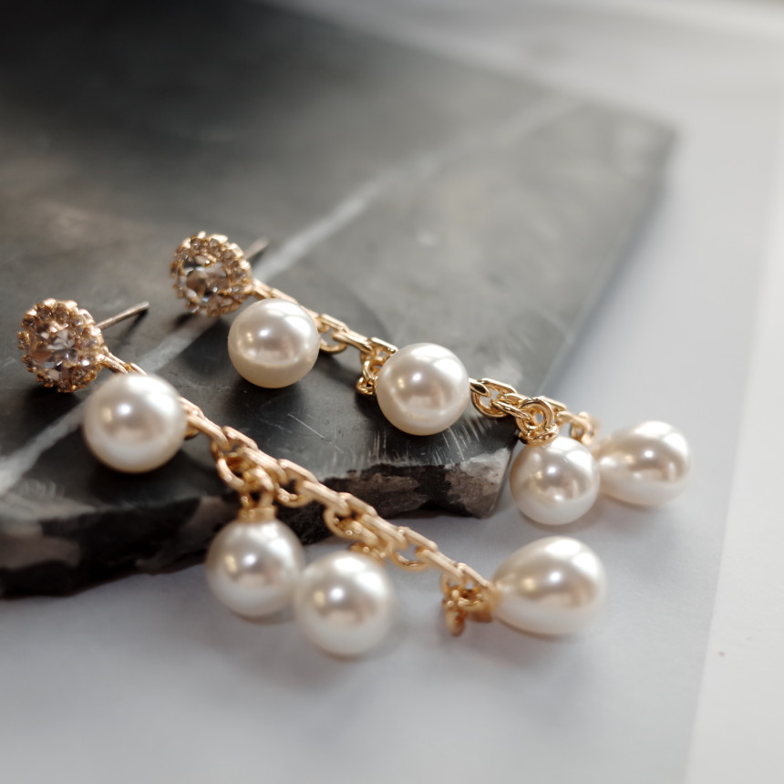 Emily Chain Pearl Earrings Silver Earrings Stylish