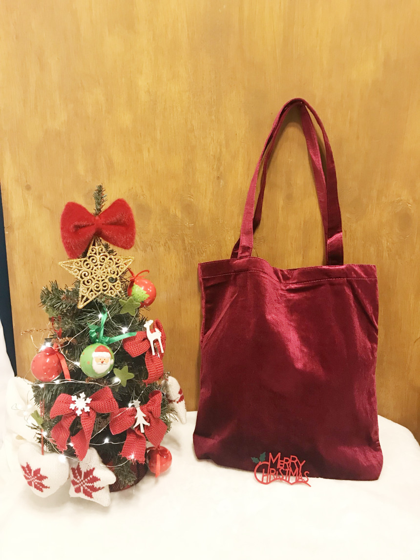 TOTE ECO SHOPPING TRAVEL Christmas Velvet Eco Back