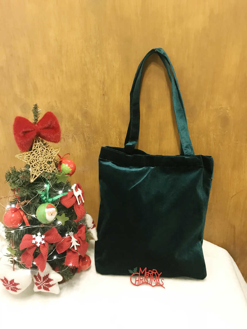 TOTE ECO SHOPPING TRAVEL Christmas Velvet Eco Back