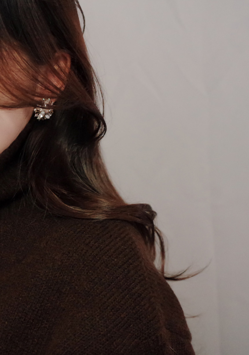 Snow Flower Crystal Shine Mas Earrings Stylish Chi