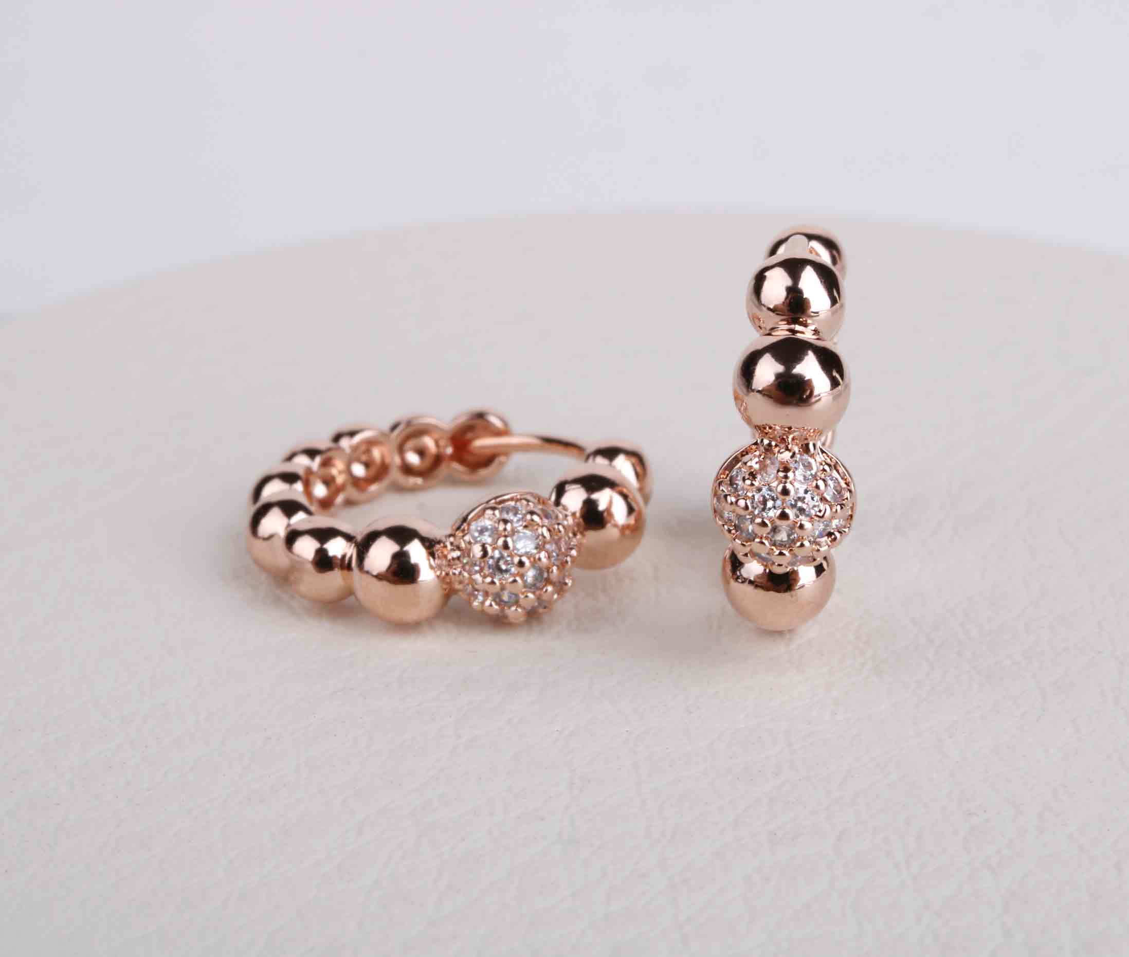 Ballerace Wave Circle Ring Earrings BRS065 Gold Ri
