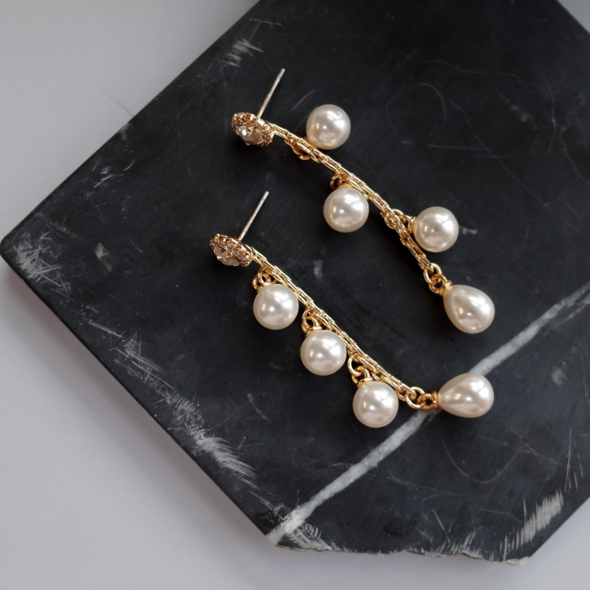 Emily Chain Pearl Earrings Silver Earrings Stylish