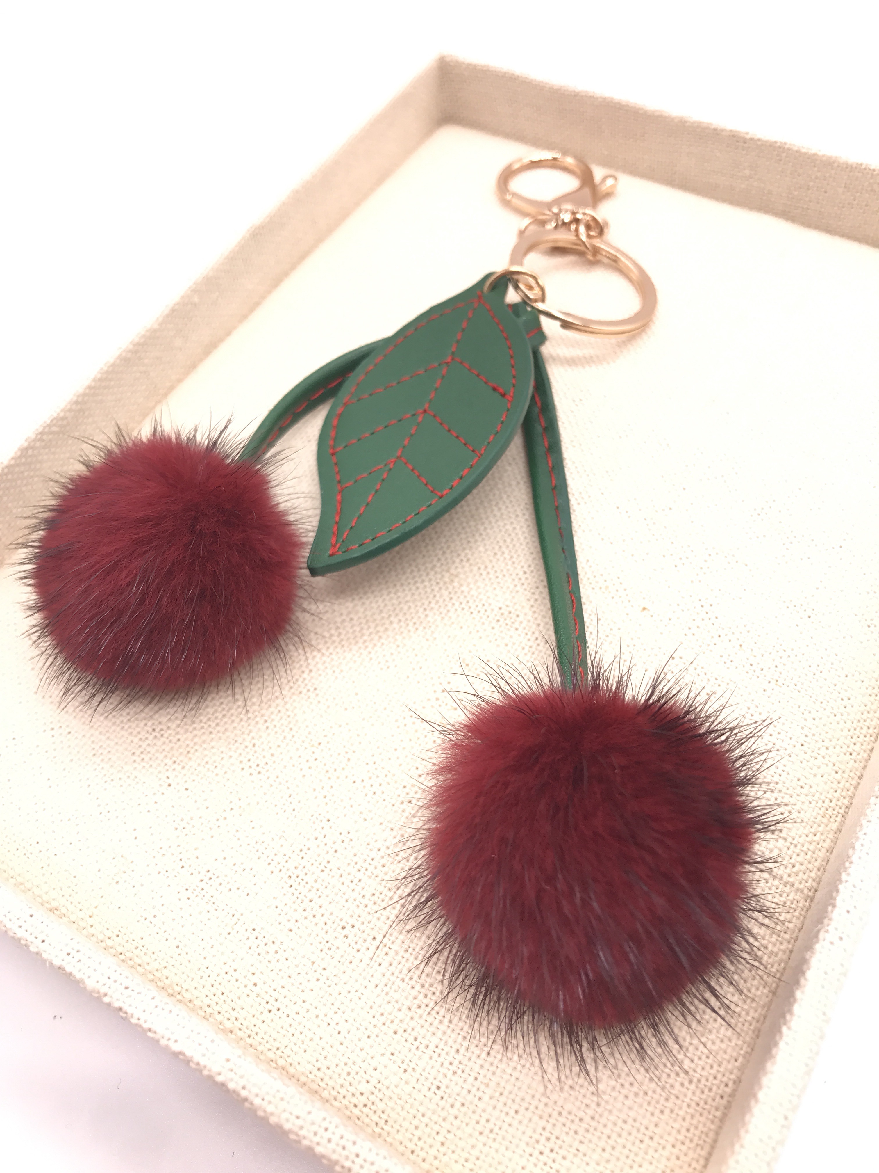 Cherry mink key ring store keychain