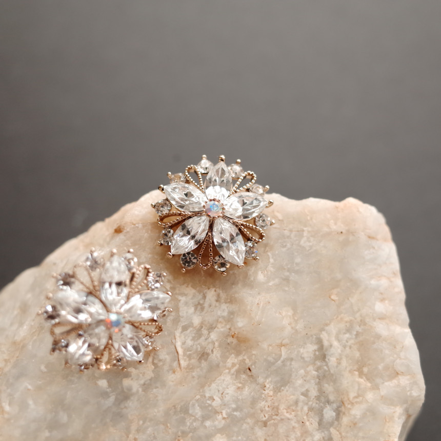 Snow Flower Crystal Shine Mas Earrings Stylish Chi