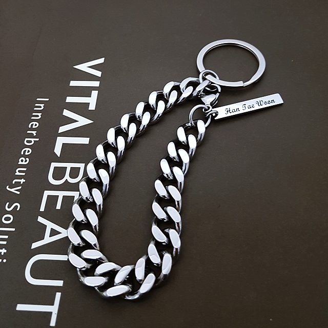 Surprise steel car key ring initials engraved key 