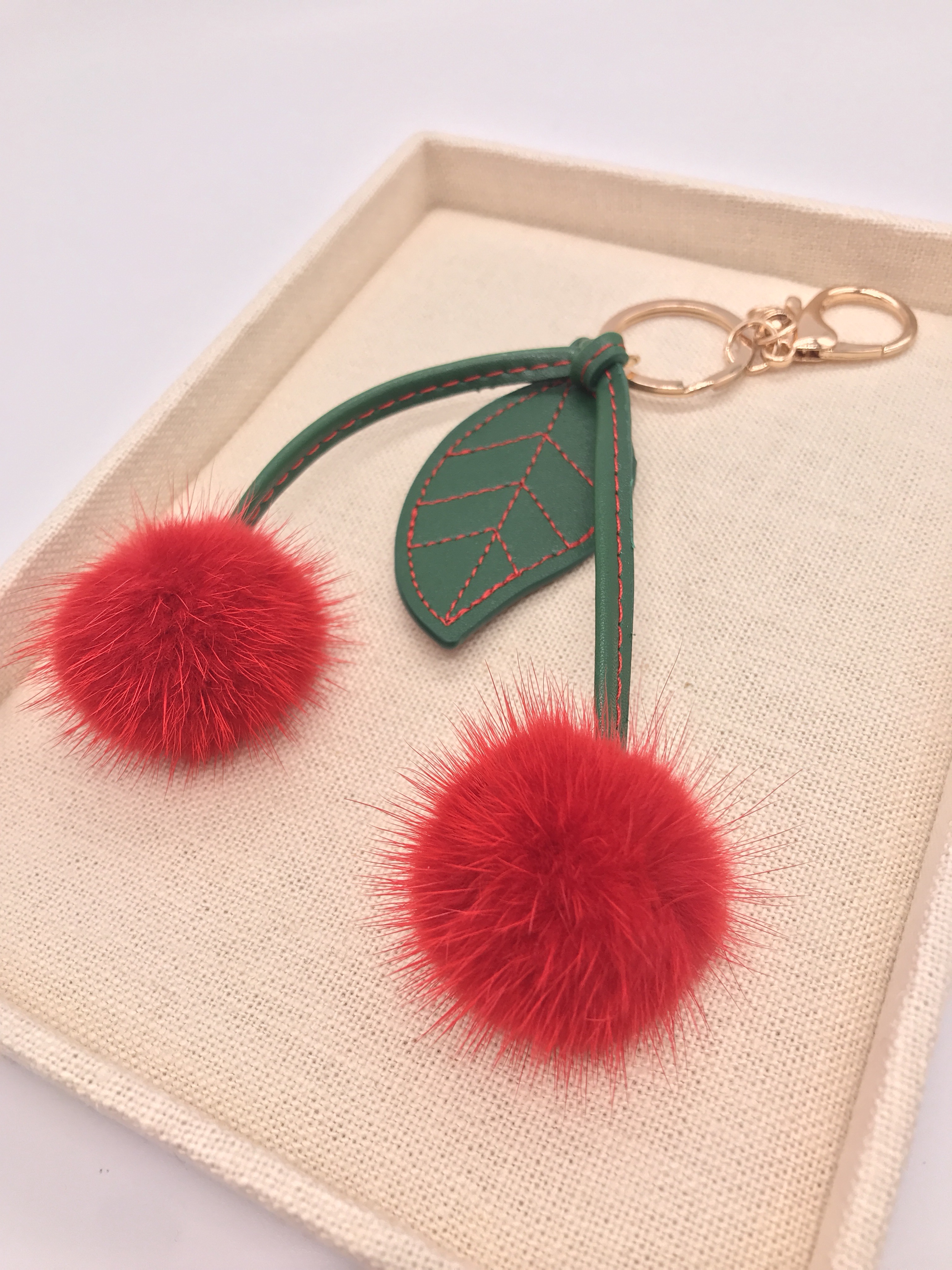 Cherry mink key ring store keychain