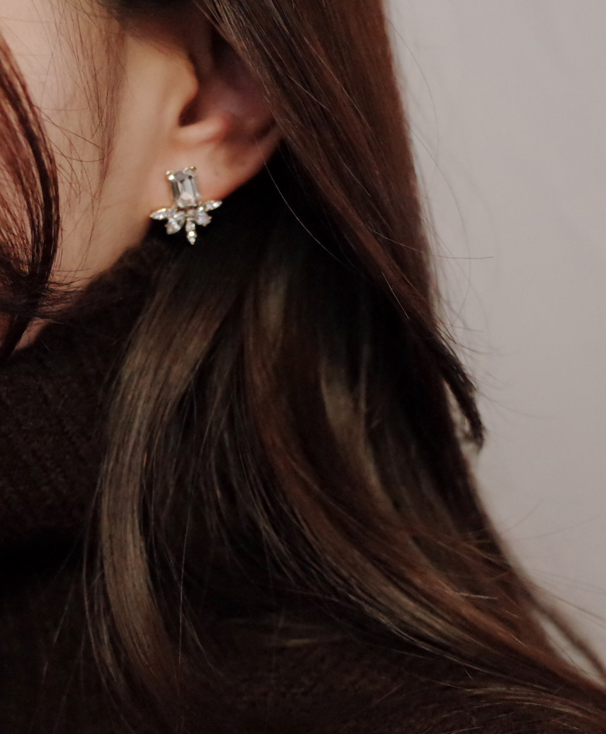 Leaf Petit Color Silver Earrings Stylish Chic Uniq