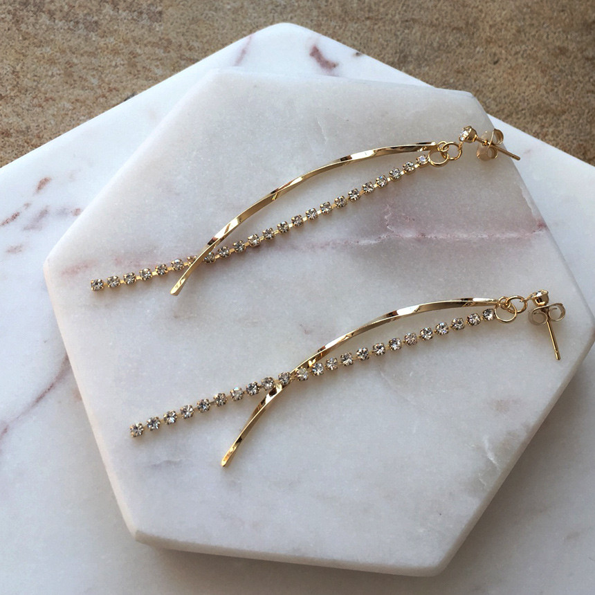 Gold Mix Long Drop Earrings Bold Modern Girlfriend