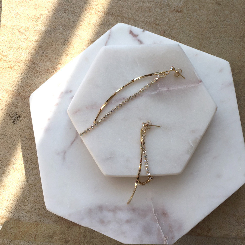 Gold Mix Long Drop Earrings Bold Modern Girlfriend