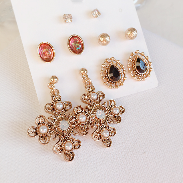 Antique Drop Cross Set Earrings