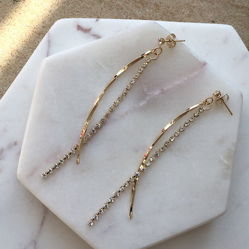 Gold Mix Long Drop Earrings Bold Modern Girlfriend