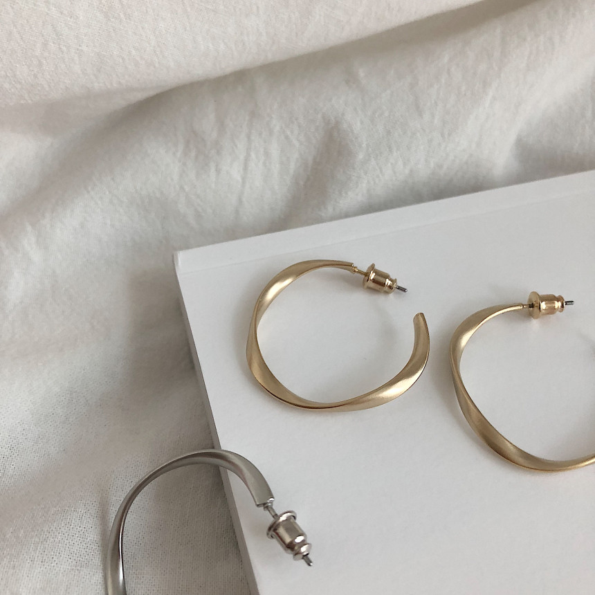 Twisted moon ring earrings Bold gold silver pearl 