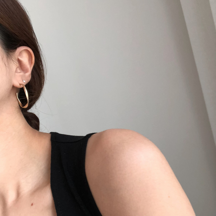 Twisted moon ring earrings Bold gold silver pearl 