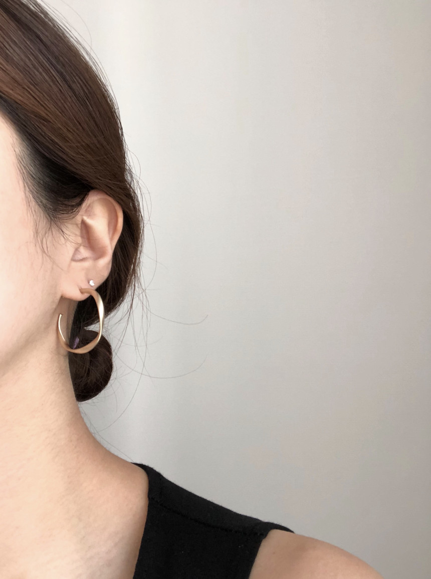 Twisted moon ring earrings Bold gold silver pearl 